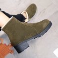 thumbnail image 5 of Bnwani Women Boots Fashion Toe Square Zipper Mid-Heel Thick High Mid-Calf Velvet Solid Boot Green Size 5, 5 of 5