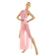 thumbnail image 2 of Aiihoo Womens Lyrical Dress Sequins Sleeveless Ballet Leotard Tulle Split Maxi Skirt Modern Dance Dress Pink X-Small, 2 of 7
