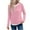 Pink, variant on FNFHFY Long Sleeve Shirts for Women Fake Two Piece T-shirt Solid Color Crew Neck Shirt Casual Fall Tops