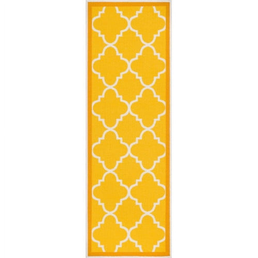 Well Woven Kings Court Brooklyn Trellis Modern Gold Machine Washable Indoor/Outdoor 3'3" x 4'7" Area Rug