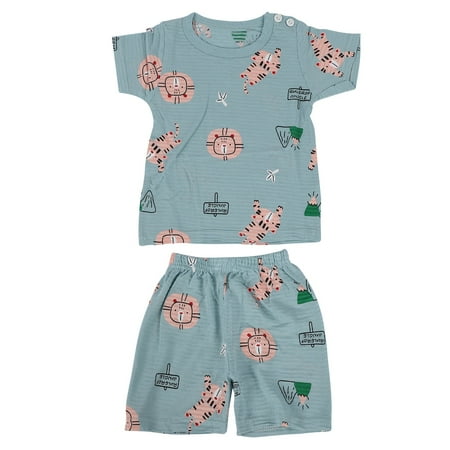 

Baby Summer Clothes Set Sweat Absorbing Breathable Baby Shorts Outfit For Birthdays For Daily Life Jungle Animals 120cm