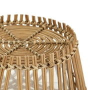 Homezone Handwoven Natural Rattan Basket with Modern Weave, Round