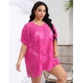 thumbnail image 3 of Plus Size Women's Sexy Lace Hollow See-through V-neck Slit Beach Dress Cover-up, 3 of 6
