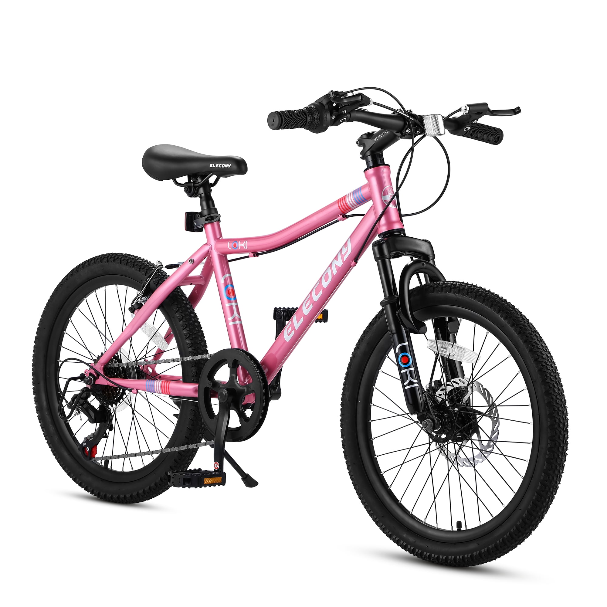 Kids Mountain Bike 20 inch,7 Speed Mountain Bicycle Boy Bikes, Aluminum Mountain-style Frame Suspension Fork Disc Brakes, Bikes for Girls/ Boys, Black