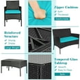 thumbnail image 6 of Costway 8PCS Patio Rattan Furniture Set Cushioned Sofa Coffee Table Backyard Turquoise, 6 of 12