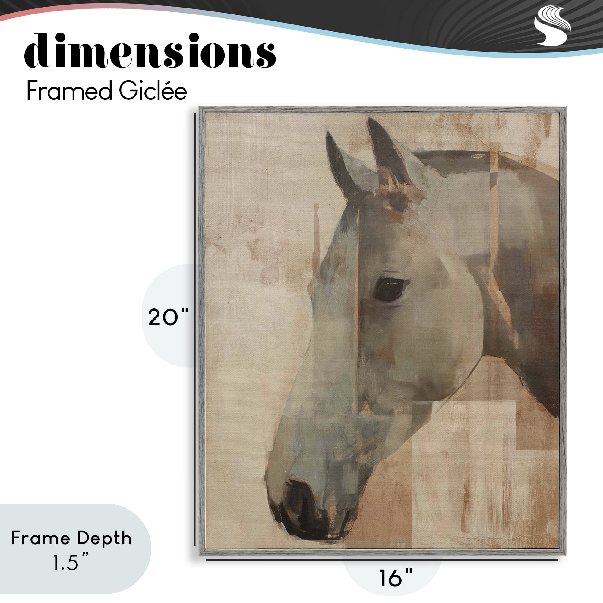 Stupell Industries Pure Horsepower Portrait Gray Framed Giclee Art, design by Svetlana Aleynikova