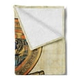 thumbnail image 2 of Egyptian Print Soft Flannel Fleece Throw Blanket, Papyrus Presenting the Key of Life Traditional Empire Egyptian, Cozy Plush for Indoor and Outdoor Use, 50" x 60", Cream Orange, by Ambesonne, 2 of 5