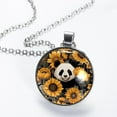 thumbnail image 2 of Panda Sunflower Elegant Glass Circular Pendant Necklace - Stunning Jewelry for Women, 2 of 5