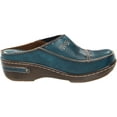 thumbnail image 6 of Women's Open-Back Hand-Painted Leather Clogs - Blue - European Size 40, 6 of 7