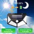 thumbnail image 3 of DAYBETTER 4 Pack Solar Lights Outdoor, 100 LED Solar Security Lights with 3 Modes, IP65 Waterproof Solar Motion Sensor Lights, 270° Wide Angle Flood Wall Lights for Yard, Garage, Deck, Patio, 3 of 6