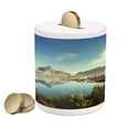 thumbnail image 1 of European Piggy Bank, Reine Creek in Norway in a Sunny Fall Day Tranquil Peaceful Vacation Image Print, Ceramic Coin Bank Money Box for Cash Saving, 3.6" X 3.2", Green Blue, by Ambesonne, 1 of 4