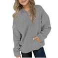 thumbnail image 2 of SGFCWSX Girls Oversized Sweatshirts Plain Fleece Hoodie Toddler Loose Long Sleeve Pullover Top Gray Size 4 Years, 2 of 8