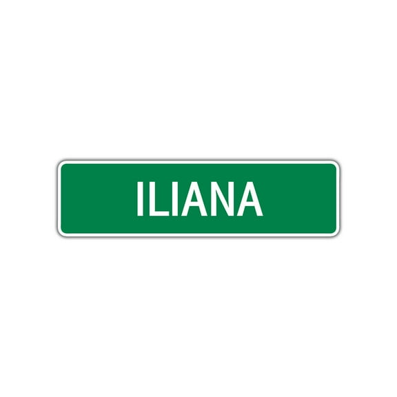 Iliana Girls Children Name Letter Printed Plaque Decoration Label Indoor Outdoor Unique Wall Novelty Aluminum Metal Sign 4"x13.5"