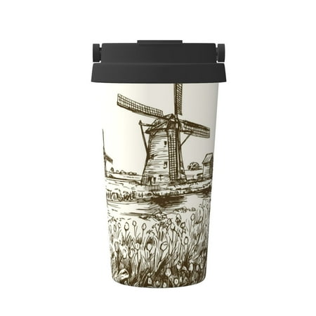 

KLL Dutch Windmill Pattern Stainless Steel Vacuum Insulated Tumbler - Carry Insulated Coffee Mug - Reusable Insulated Cold Brew Iced Coffee Cup Thermos