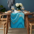 thumbnail image 2 of Blue Waves Abstract Table Runner - 90 Inch Long, Kitchen Dining Table Runner Dresser Scarves, Modern Water Ripple Striped Farmhouse Decor for Coffee Tables Wedding Party Banquet, 2 of 8