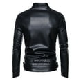 thumbnail image 3 of IROINNID Men's Long Sleeve Faux Leather Mid-Length Jacket Solid Color Casual Autumn Spring And Autumn Faux Leather Jacket, 3 of 8