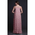 thumbnail image 2 of Bimba Light Pink3 Floral Leaves & Night Jasmine Printed Nightwear For Women Long Spaghetti Strap Maxi Dress Sleepwear Gown Small, 2 of 5