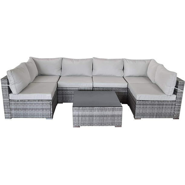 7 Piece Patio Furniture Sets All, Grey Outdoor Furniture Set