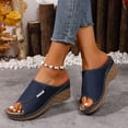 thumbnail image 3 of Dakaela Orthopedic Wedge Sandals for Women 2026 Comfortable Platform Walking Sandal Slip on Walking Sandal Open Toe Wide Width Casual Summer Shoes Slippers Size 6-10 Blue, 3 of 9