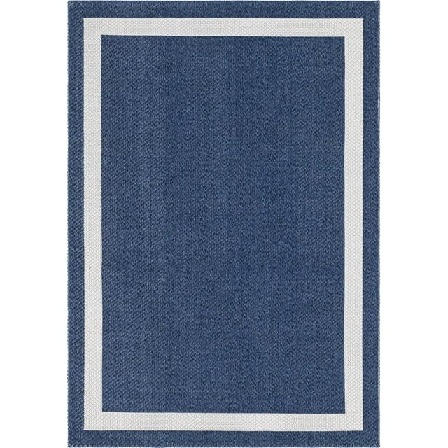 Unique Loom Tapis Géométrique Decatur 4' 2 x 6' Rectangle Bleu Marine/ivoire