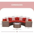 thumbnail image 6 of SOLAURA 5-Piece Patio Furniture Sectional Half-Moon Set, Brown Wicker Conversation Sofa Set with Red Cushions & Glass Coffee Table, 6 of 7