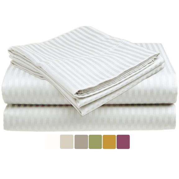 NC Home Dreamland dobby stripe ultra soft microfiber solid sheet set, Twin XL, Bone White