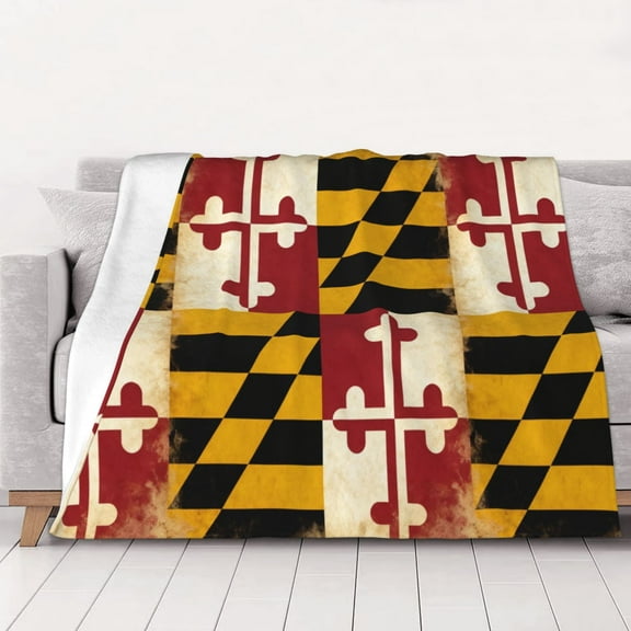 Maryland-Flag Pattern Warm Cozy Plush Throw Blanket for Couch Bed Sofa 60"x50"