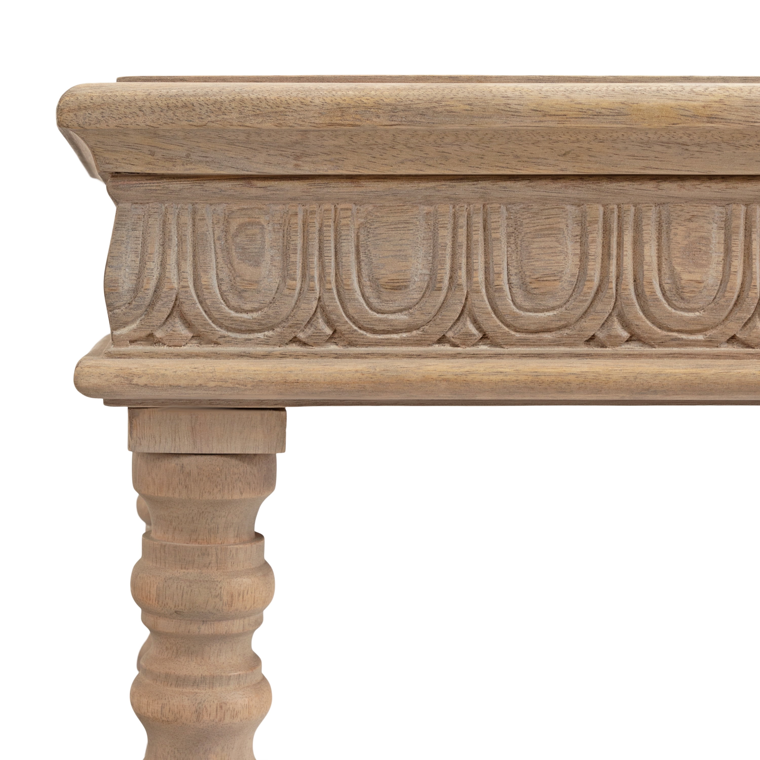 Kate and Laurel Patresa Traditional Carved Wood Console Table, 36 x 30 x 14, Natural, Decorative Rectangle Entryway Table with Wooden Carving Details and Turned Legs