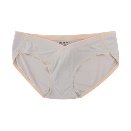 Dasayo Cotton Clearance Panties for Women under $ 2 Maternity Gray Comfy Plus Size V-Waist Panties Underwear Women XXL