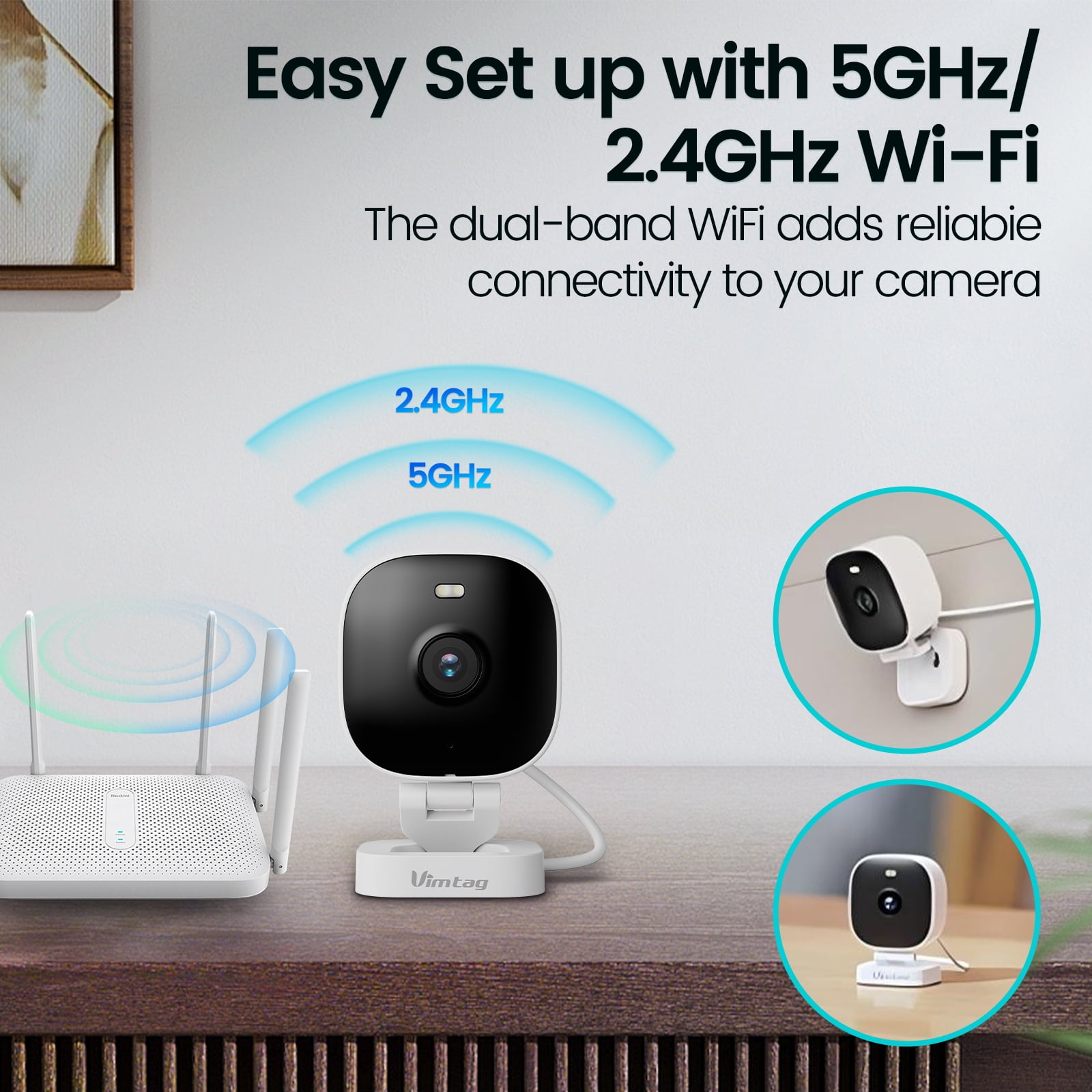 Vimtag Mini G3 Security Camera Outdoor/Indoor with Spotlight, Plug-in 2MP HD Full-Color Night Vision Home Cam with AI Human Detection, Cloud/SD Card Storage, Support Alexa & WiFi
