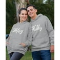 thumbnail image 6 of Hubby & Wifey Matching Couple Hoodie His & Hers Gift For Husband and Wife Hubbey Gray Small / Wifey Gray Medium, 6 of 6