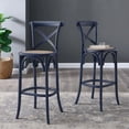 thumbnail image 4 of Modway Gear 43.5" Rattan and Elm Wood Bar Stool in Midnight Blue Finish, 4 of 10
