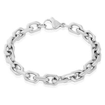 Invicta Jewelry Men's Beveled Edge Rectangular Link Chain Bracelet (8.5mm) - 8.75"