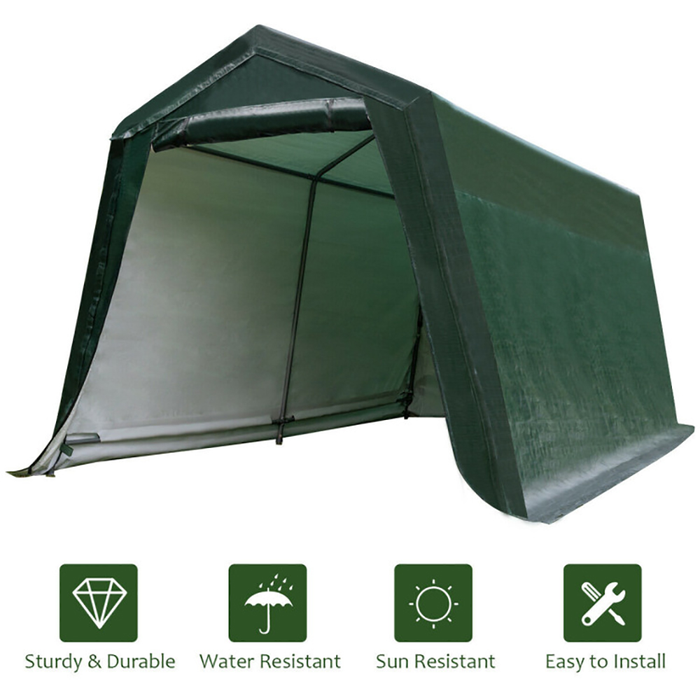 Spaco Outdoor Carport Shed with Sidewalls and Waterproof Ripstop Cover-10 x 10 ft, Extra Large Portable Car Tent Garage for Car, SUV Shelter Logic Storage
