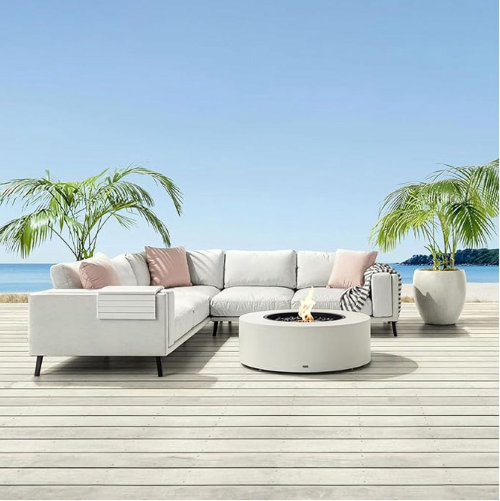 Eco Smart | ARK 40 Fire Pit Table | Bone Color | Stainless Steel Gas Burner | Elegant Curved Design with Versatile Wide Lip | Complements Any Decor and Setting