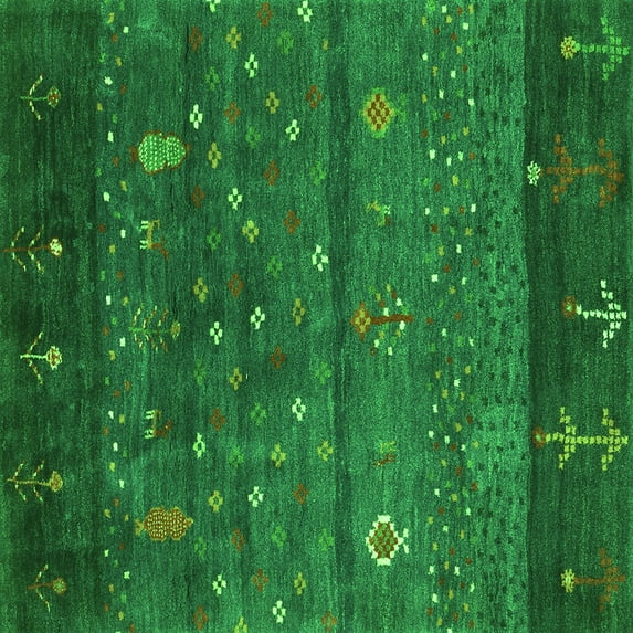 Ahgly Company Indoor Square Abstract Green Contemporary Area Rugs, 5' Square