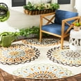 thumbnail image 3 of SAFAVIEH Veranda Axum Geometric Indoor/Outdoor Area Rug, 5'3" x 5'3" Round, Cream/Terracotta, 3 of 7