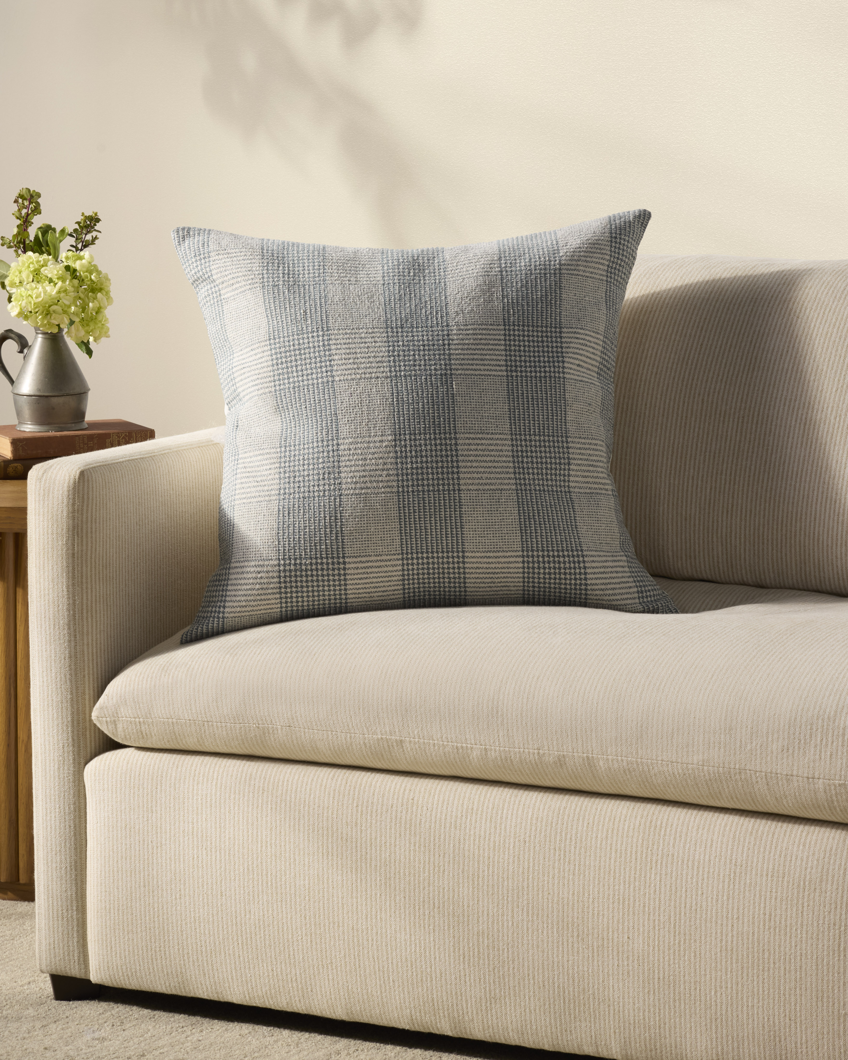 Chris Loves Julia x Loloi Auggie Blue / White 22'' x 22'' Decorative Pillow