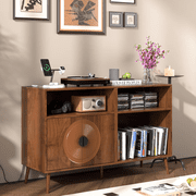 Record Player Stand, Large Turntables Stand with Vinyl Record Storage Holds up to 350 Albums, Record Player Table for Living Room Office, Walnut