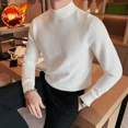 thumbnail image 3 of Suéteres de cuello alto de punto blanco para hombre, ropa de cuello alto para hombre, ropa de negocios, camiseta de algodón, gruesa, de invierno, X vieja, 3 of 5
