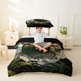 thumbnail image 2 of Metsweet Dino Tyrannosaurus Rex Twin Duvet Cover, Volcano Letter B Twin Bedding, Green Brown,Black Reversible,2pcs,1 Duvet Cover and 1 Pillowcase, 2 of 6