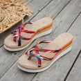 thumbnail image 6 of Dakaela Womens Platform Sandals Strappy Bow Wedge Heels Espadrille Comfortable Slip on Slides Open Toe Summer Beach Shoes Colorful Size 8.5, 6 of 9