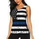 thumbnail image 1 of Fotbe Thin Blue Line Flag Blusas Sin Mangas para Mujer – Estilo Casual, Corte Suelto, Slim-Fit, Cuello Redondo Deportivo, Tops de Verano para Gimnasio y Yoga-Small, 1 of 7