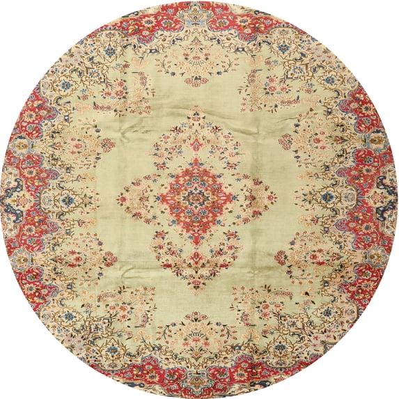 Ahgly Company Indoor Round Traditional Brown Gold Persian Area Rugs, 4' Round