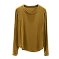 thumbnail image 5 of Sakmal Long Sleeve Womens Pajama Tops Cotton Pullover Sleepwear Yellow Crew Neck Sleepwear for Women M, 5 of 5