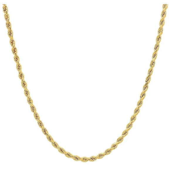 Real Genuine 14K Yellow Gold Filled Rope Chain Necklace 20 Inch 2 mm for Men and Women Golds