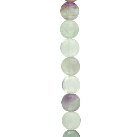 12 Pack: Pink & Blue Faceted Fluorite Coin Beads - 8mm by Bead Landing