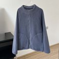 thumbnail image 2 of CHGBMOK Women Fleece Jacket Stand Collar Long Sleeve Full Zip Lightweight Coat Casual Loose Fit Outerwear with Pockets, 2 of 6