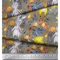 thumbnail image 3 of Soimoi Satin Silk Fabric Fox & Bunny Kids Fabric Prints by Yard 42 Inch Wide, 3 of 3