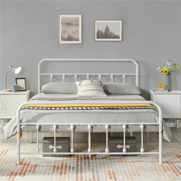 Yaheetech Classic Metal Platform Bed Frame with Headboard and Footboard